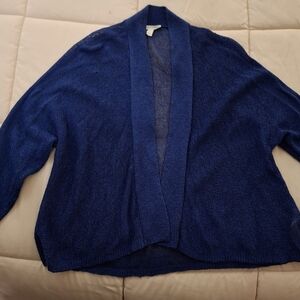 Eileen Fisher Women's Blue Open-Front Sweater